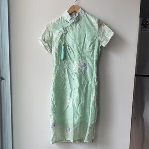 Dresses | Womens Elegant Mint Green Qi Pao Chinese Dress | Poshmark